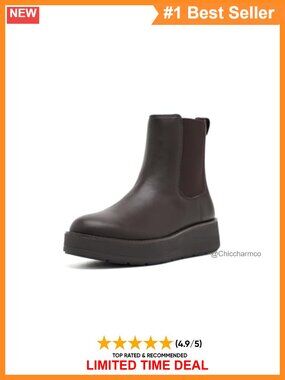 Leather Chelsea Ankle Boots Platform Wedge Slip-On